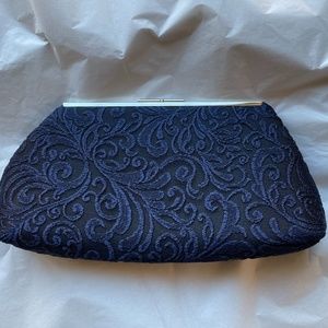 Navy Blue Damask Evening Bag